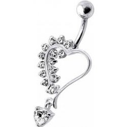 Šperky4U stříbrný piercing do pupíku srdíčko BP01312-C