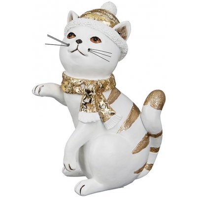 Vánoční dekorace kočka Armilla s čepicí 1ks 12x7x14 cm Sedící