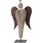 Clayre & Eef Dřevěná dekorace anděl na podstavci - 11*4*21 cm – Hledejceny.cz