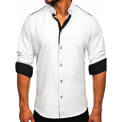 Bolf 5722-1 pánská elegantní košile s dlouhým rukávem bílo-černá – Zboží Mobilmania