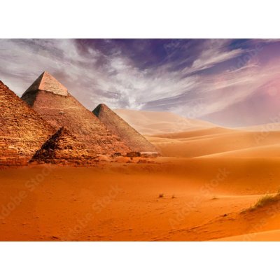 WEBLUX 293515177 Fototapeta papír Giseh pyramids in Cairo in Egypt desert sand sun rozměry 254 x 184 cm – Sleviste.cz