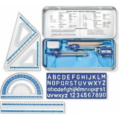 STAEDTLER Rýsovací sada kružítko pravítka pryž ořezávátko 557 10 – Sleviste.cz