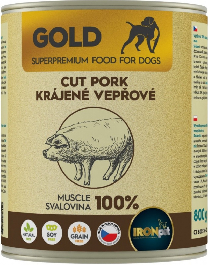 IRONpet Gold Dog Vepřová krájená svalovina 800 g