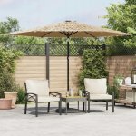 Petrashop 4005121 Zahradní slunečník s LED a ocelovou tyčí hnědý 288x288x225 cm Hnědá – Hledejceny.cz