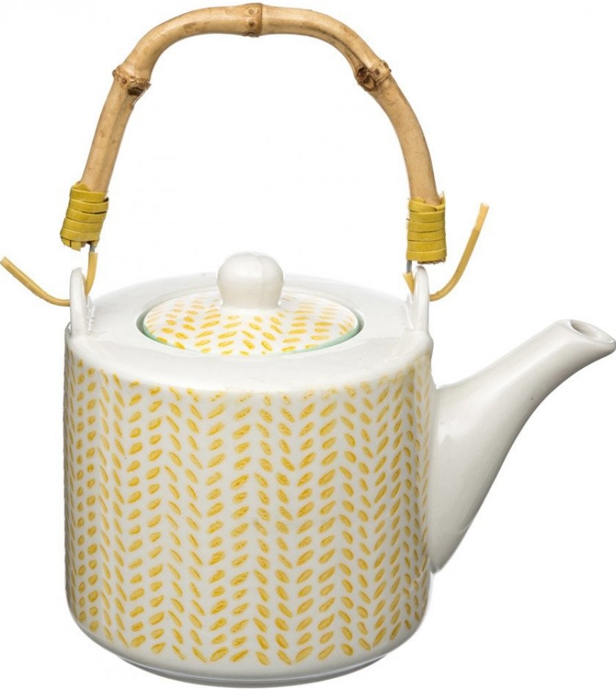 Čajová hrnec s bambusovou rukojetí, čajová konvice - 630 ml, barva žlutá  Secret de Gourmet | Srovnanicen.cz
