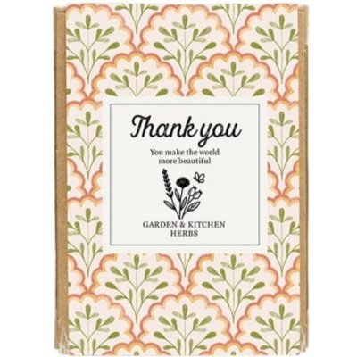 Blossombs Dárková sada semínek kuchyňských bylinek Thank you – 4 ks, růžová barva, papír – Zboží Mobilmania