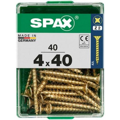 Spax Uni vrut zápust.hlava PZ/Z2 4CUT a plným závitem Yellox 4 x 40 mm 40 ks – Hledejceny.cz