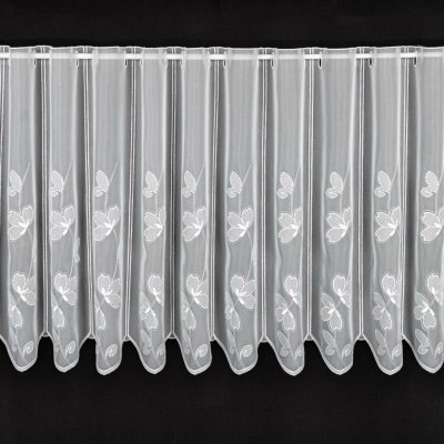 Brilltex Voálová vitrážová záclona 808 vyšívané lístky, bílá, výška 60cm (v metráži) – Hledejceny.cz