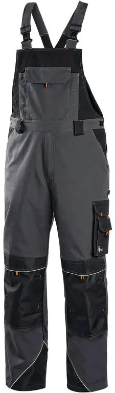 SIRIUS TRISTAN kalhoty s náprsenkou šedo-oranžové