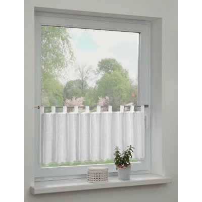 Sehlbach Vitrážová záclona s poutky, Shiny Border, bílá, 135 x 45 cm – Hledejceny.cz