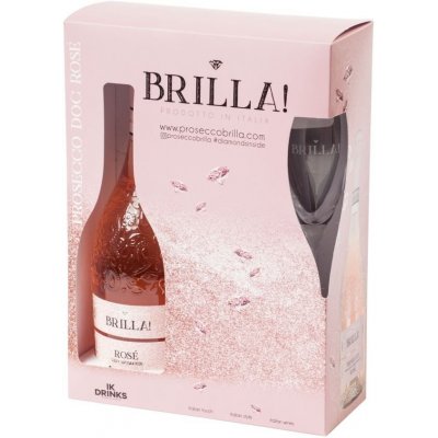 Brilla Prosecco Rosé DOC Extra Dry 11% 0,75 l (dárkové balení 2 sklenice) – Zboží Dáma