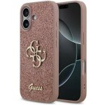 Guess PU Fixed Glitter 4G Metal Logo Zadní Kryt pro iPhone 17 Pink – Zboží Mobilmania