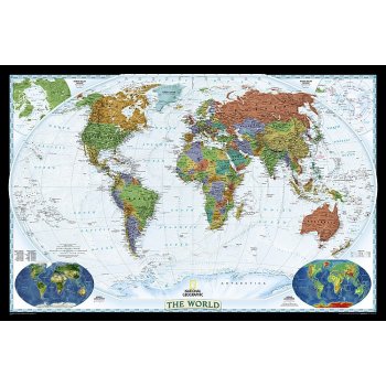 National Geographic Svět - nástěnná mapa Decorative 117 x 79 cm Varianta: bez rámu v tubusu, Provedení: laminovaná mapa v lištách