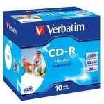 Verbatim CD-R 700MB 52x, printable, jewel, 10ks (43325) – Zboží Živě