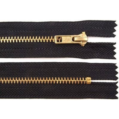 Kovový / mosazný zip šíře 4 mm délka 14 cm kalhotový - 322 černá – Zboží Mobilmania