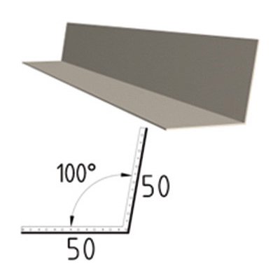 Koutová lišta z poplastovaného plechu Viplanyl 50x50 mm, r.š. 100 mm – Sleviste.cz