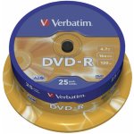 Verbatim DVD-R 4,7GB 16x, Advanced AZO, spindle, 25ks (22700723P) – Hledejceny.cz