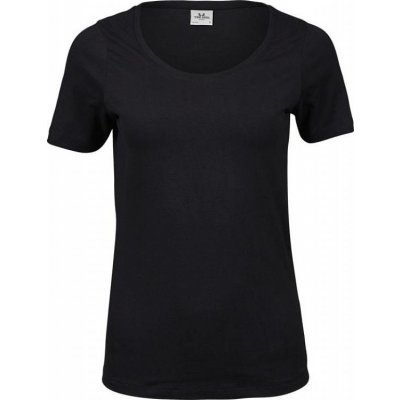 Tee Jays Prodloužené strečové tričko s kulatým lemem Černá