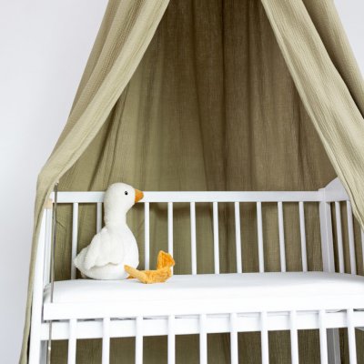Tulimese Baldachýn mušelínový olivový SAMOSTATNÝ S ROVNÝM OKRAJEM – Zboží Dáma