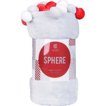BBK Vánoční deka z mikrovlákna s kuličkami Sphere bílá/červená 150x200