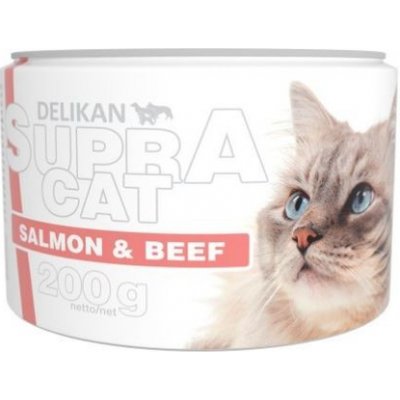 DELIKAN SUPRA CAT s lososem a kousky hovězí svaloviny 0,2 kg – Zbozi.Blesk.cz