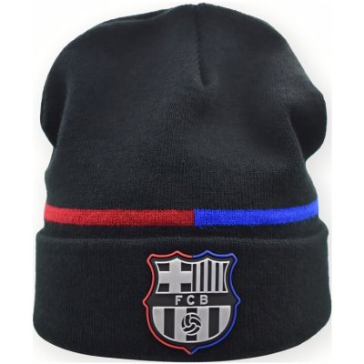 Zimní pletená čepice FC Barcelona černá 3D znak – Sleviste.cz