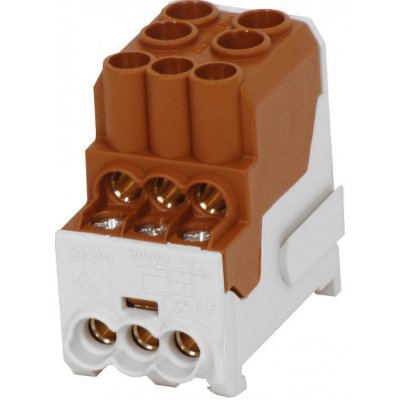 Eleman UVB 100 L B rozbočovací blok na DIN lištu hnědý max 101A/1000V /1003200/ – Sleviste.cz