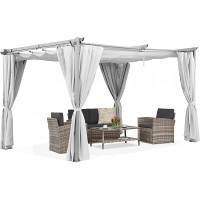 Garden Point pergola La Palma 3x4 m se závěsy Bílá – Zboží Mobilmania