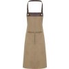 Zástěra Premier Workwear Zástěra do kavárny s dekorativním lemováním z umělé kůže khaki hnědá 70x81cm PW123