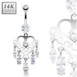 Šperky4U zlatý visací piercing do pupíku ZL01084-WG – Zboží Dáma