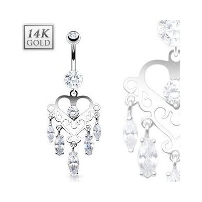 Šperky4U zlatý visací piercing do pupíku ZL01084-WG – Zboží Dáma