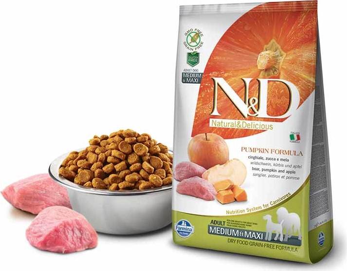N&D Pumpkin Dog Adult Medium & Maxi Grain Free Boar & Apple 5 kg
