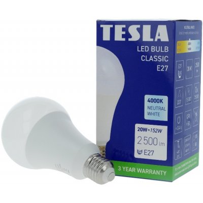 Tesla LED žárovka BULB E27, 20W, 230V, 2500lm, 25 000h, 4000K denní bílá 220st – Zboží Živě
