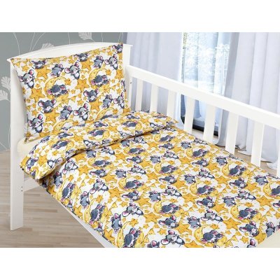 Bellatex s.r.o. Dětské povlečení bavlna Agáta Barva: Myška žlutá, šedá 90 x 135 cm 45 x 60 cm – Zbozi.Blesk.cz