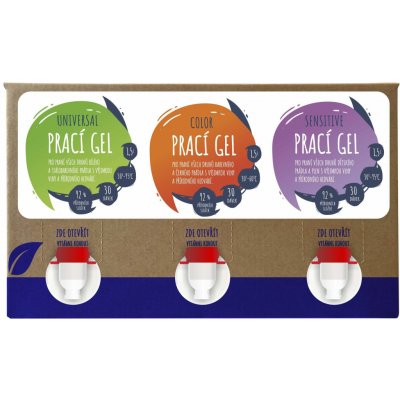 AlzaEco prací gely Universal, Color, Sensitive 3 x 1,5 l 90 praní – Sleviste.cz