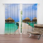 Sablio Závěs Bungalovy na moři: 2ks 140x250cm – Hledejceny.cz