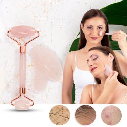 Insportline Face roller a Gua Sha Rosado Set