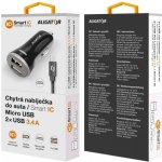 Nabíječka do auta ALIGATOR MicroUSB 2xUSB výst. 3.4A, smart IC, Black