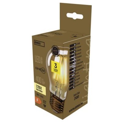 Emos Lighting LED žárovka Vintage A60 4,3W E27 teplá bílá+ – Zboží Mobilmania