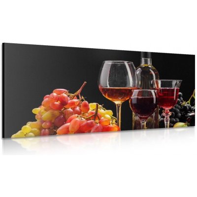 Obraz italské víno a hrozny - 100x50 cm