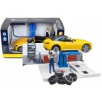 Bruder 62110 BWORLD Autodílna herní set s mechanikem a autem – Sleviste.cz