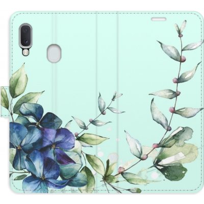 Pouzdro iSaprio Flip s kapsičkami na karty - Blue Flowers Samsung Galaxy A20e – Zboží Mobilmania
