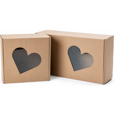 Eobaly.cz Dárková krabice s průhledným víkem ve tvaru srdce 200x200x100 mm 25 ks – Zboží Dáma