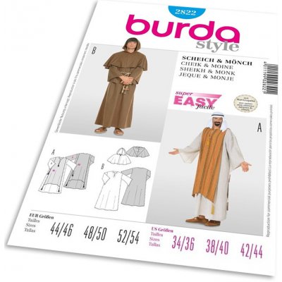 Střih Burda 2822 - Šejk, mnich, kaftan, kutna – Zboží Mobilmania