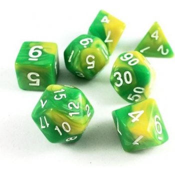 TLAMA games Sada 7 dvoubarevných perleťových kostek pro RPG Barva: žlutá / zelená