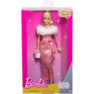 Mattel Barbie 80 REPLAY THE CLASSIC v saténových šatech – Sleviste.cz