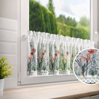 Dekorační krátká vitrážová záclona do kuchyně FLOWERS 150x30 cm MyBestHome – Hledejceny.cz