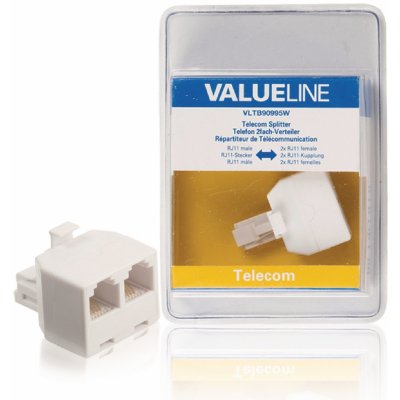 VALUELINE VLTB90995W Telefonní rozbočovač, zástrčka RJ11 - 2× zásuvka RJ11, bílý – Zbozi.Blesk.cz