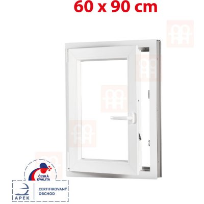 OKNA HNED Plastové okno 60x90 cm (600x900 mm) bílé otevíravé i sklopné levé – HobbyKompas.cz