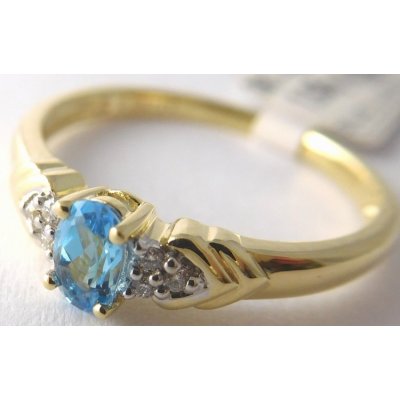 Klenoty Budín Zásnubní prsten ze žlutého zlata s modrým topazem libovolná 585/1,95gr 3810451 – Zboží Mobilmania
